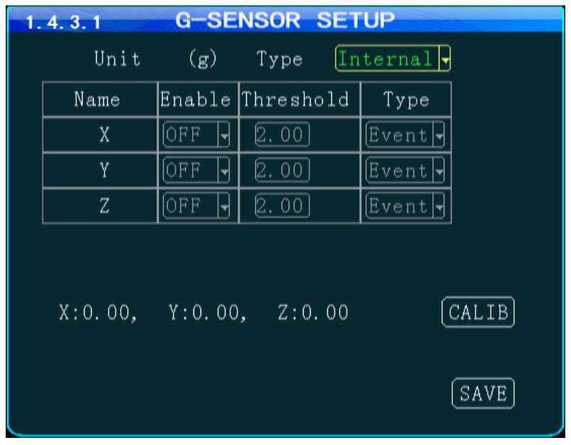 G Sensor Setup